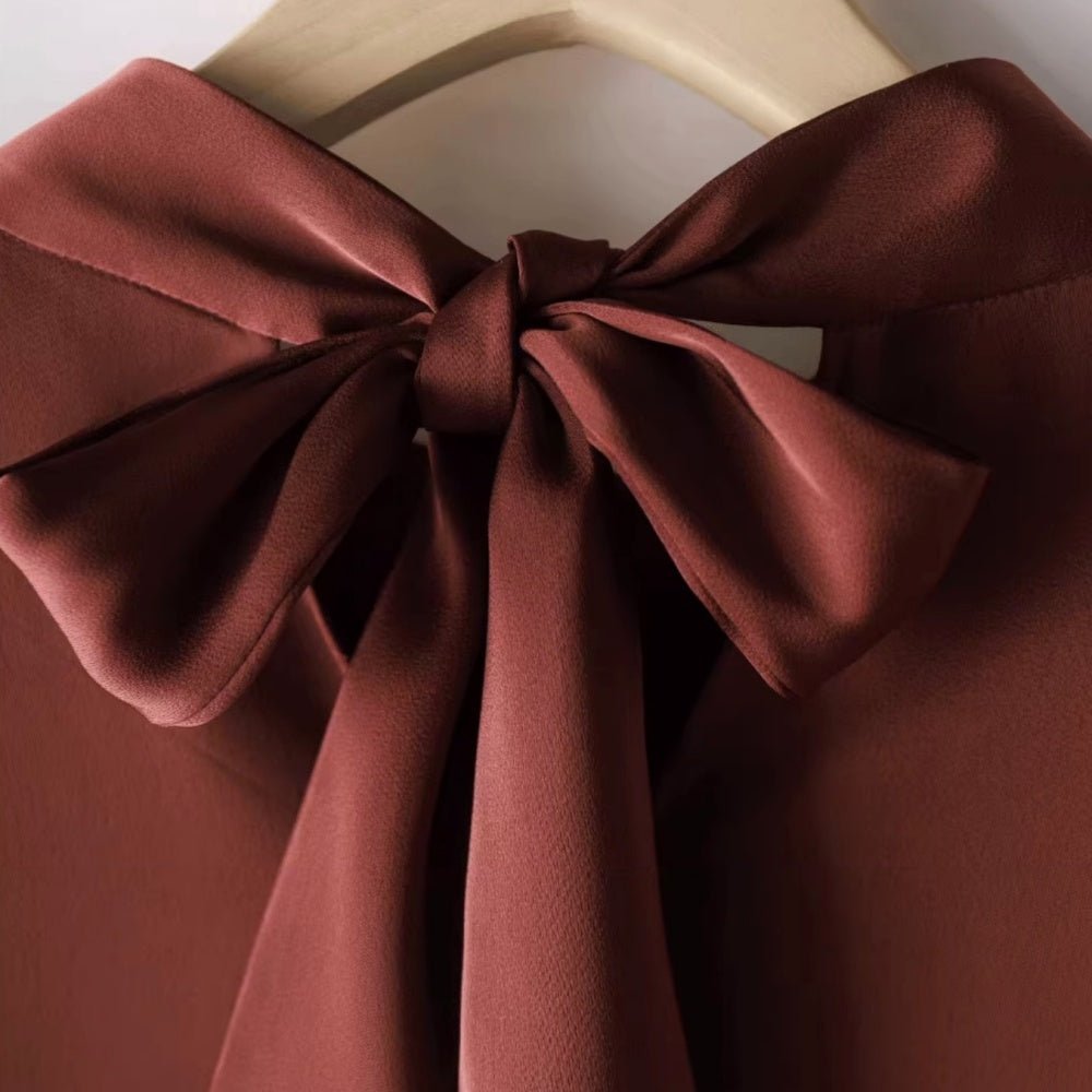 ハイネックサテンブラウス｜オフィスカジュアル レディース 通販【ミレジェネ】