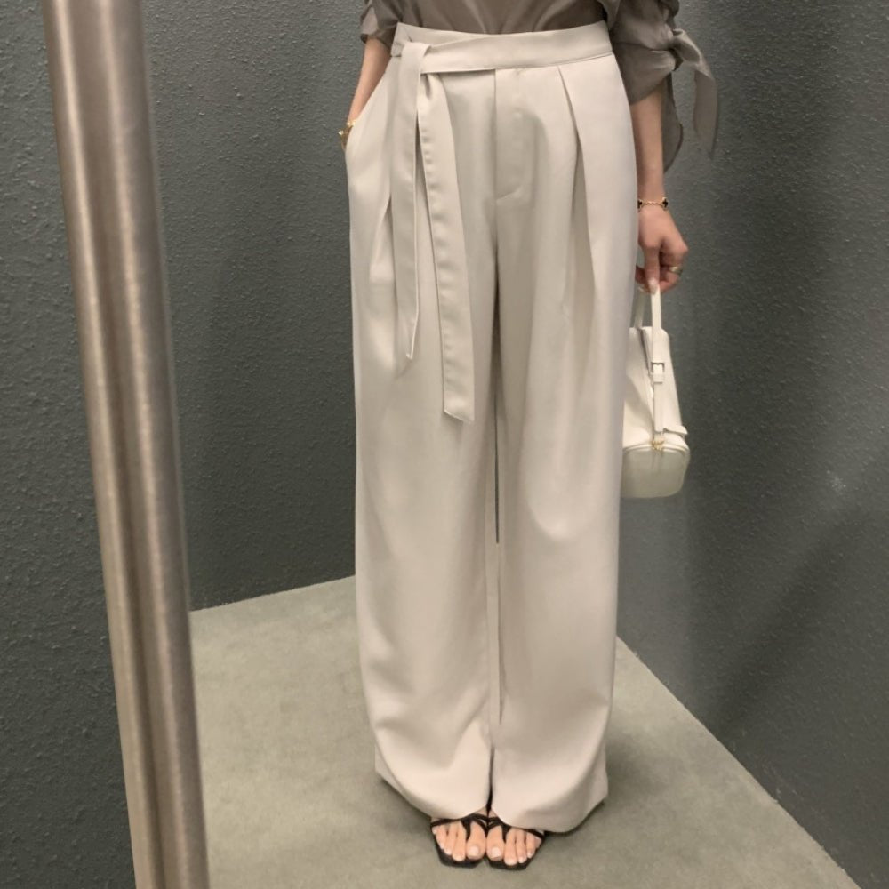ロングベルト付きワイドストレートパンツ｜オフィスカジュアル レディース 通販【ミレジェネ】