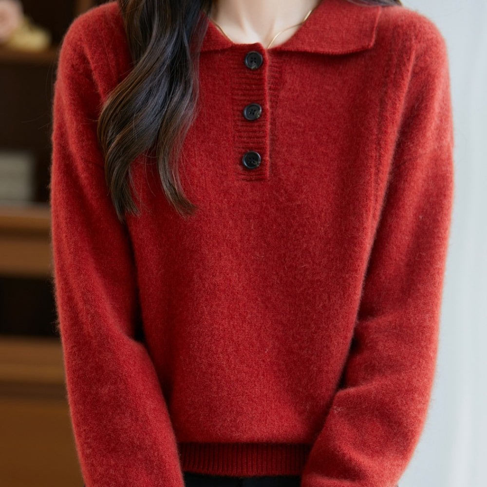 胸元ボタン襟付きニット｜オフィスカジュアル レディース 通販【ミレジェネ】