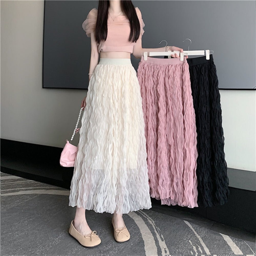 ウェーブプリーツシフォンマキシスカート｜オフィスカジュアル レディース 通販【ミレジェネ】