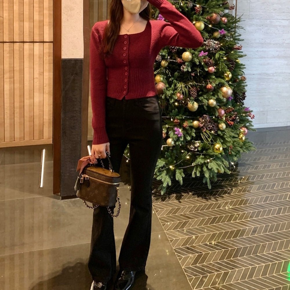 ベーシックスクエアネックカーディガン｜オフィスカジュアル レディース 通販【ミレジェネ】