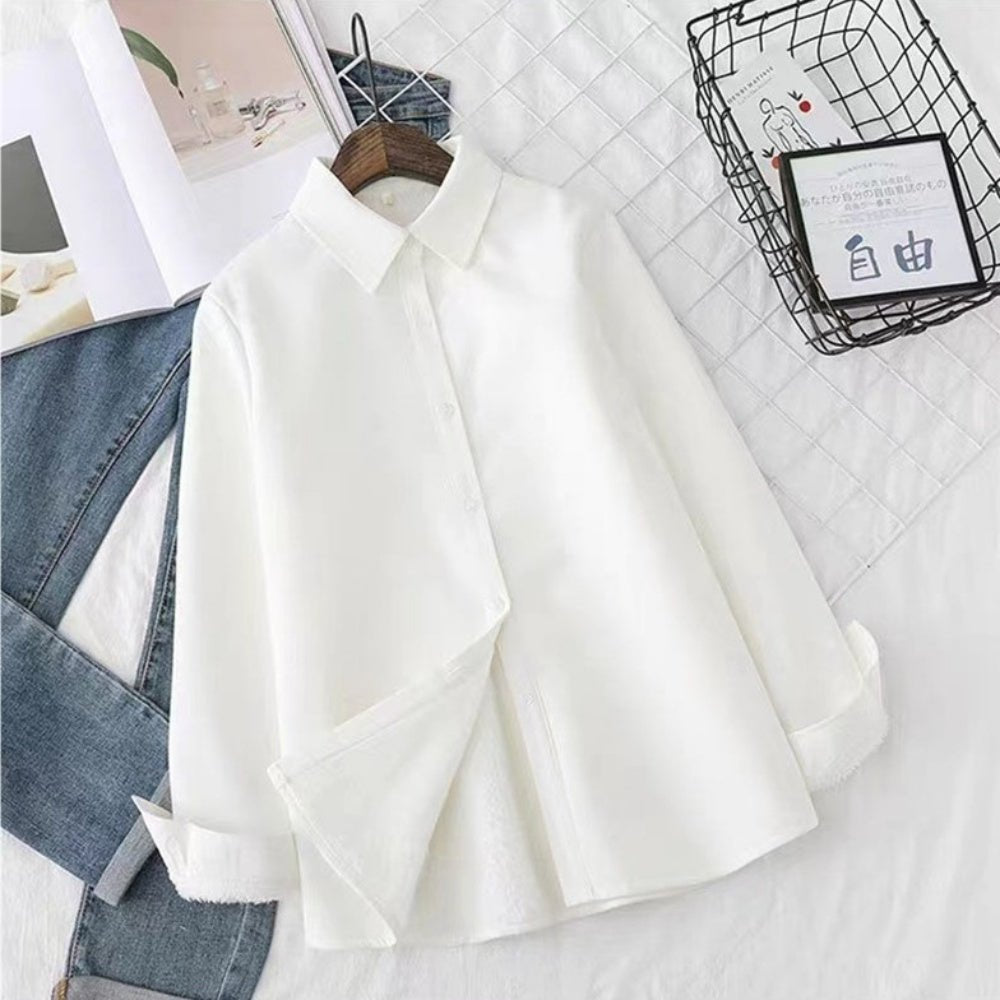 裏起毛レギュラーカラーシャツ｜オフィスカジュアル レディース 通販【ミレジェネ】