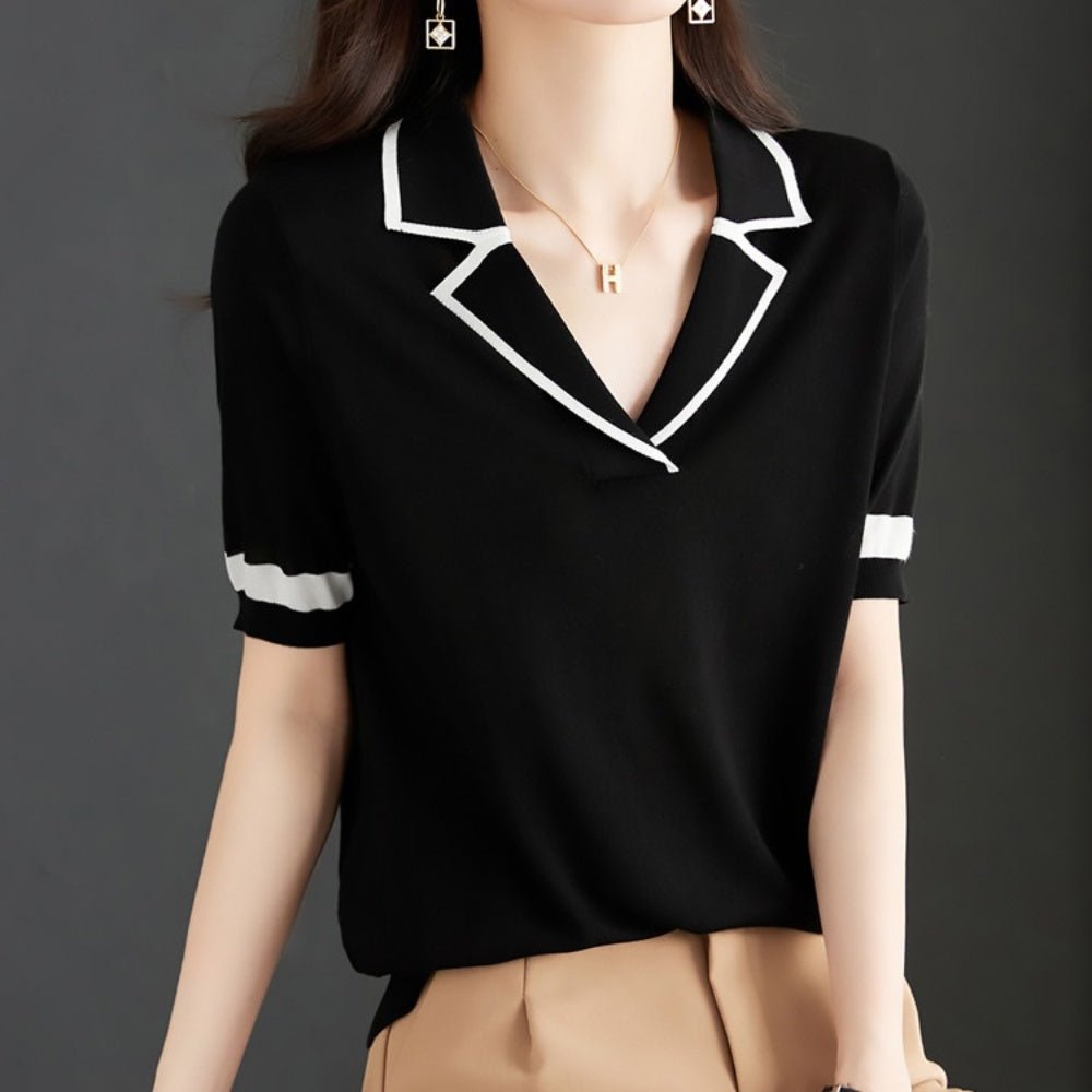 ポロニット配色トップス｜オフィスカジュアル レディース 通販【ミレジェネ】