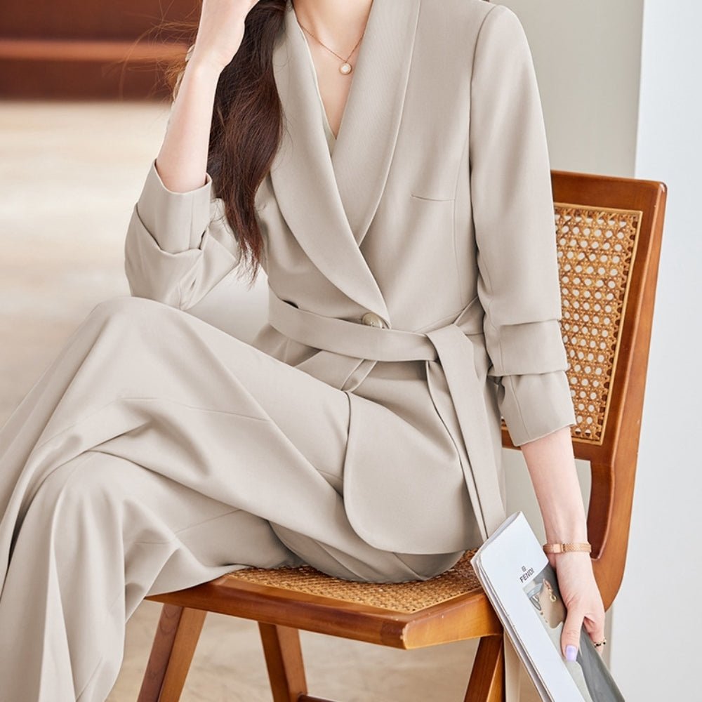 ウエストマークロングジャケット・ワイドパンツセットアップ｜オフィスカジュアル レディース 通販【ミレジェネ】