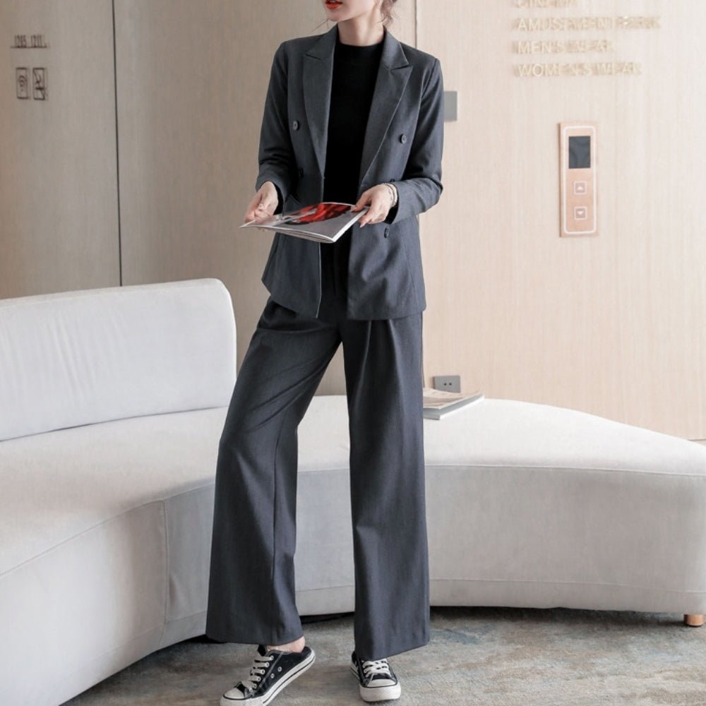 ハイウエストワイドパンツ・ダブルジャケットセットアップ｜オフィスカジュアル レディース 通販【ミレジェネ】