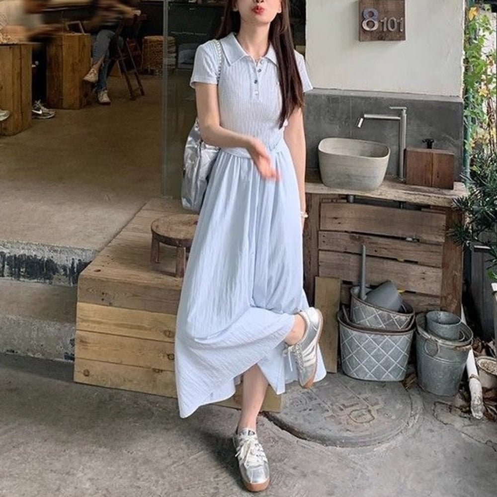 ポロドッキング半袖ワンピース｜オフィスカジュアル レディース 通販【ミレジェネ】