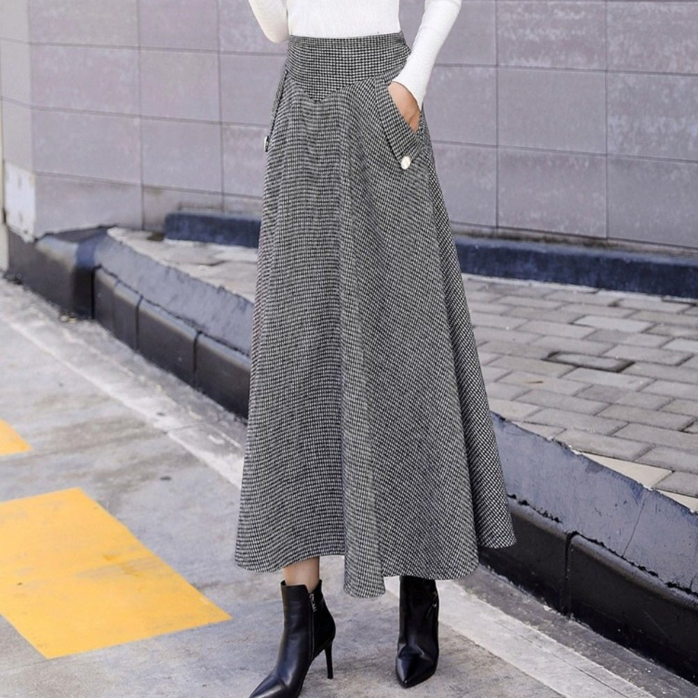 千鳥柄ハイウエストスカート｜オフィスカジュアル レディース 通販【ミレジェネ】