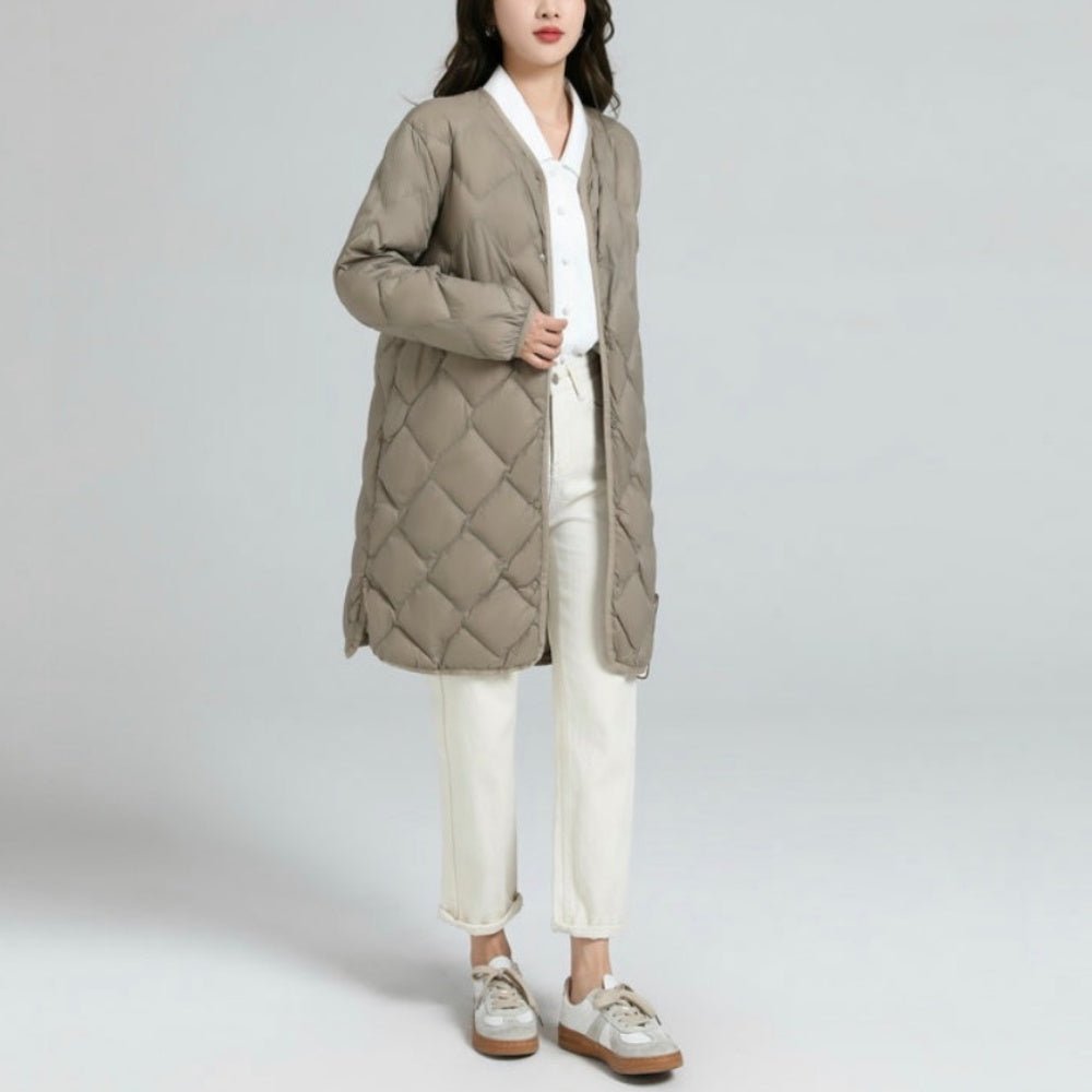 ラウンドネックミドル丈ダウンジャケット｜オフィスカジュアル レディース 通販【ミレジェネ】