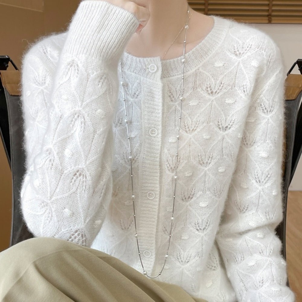 レース調ウールカーディガン｜オフィスカジュアル レディース 通販【ミレジェネ】