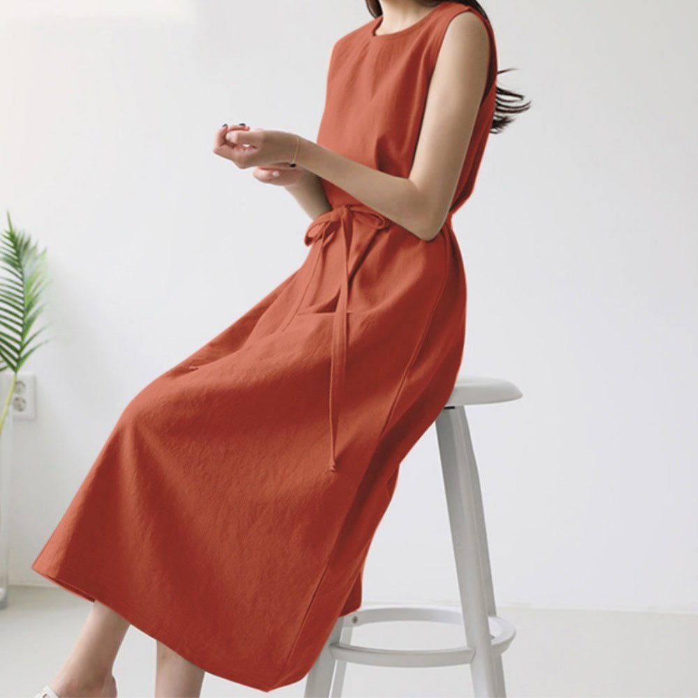 ワンピース ドレス ラウンドネック シンプル ノースリーブ S/XL ワンピース セクシー 白 パーティードレス ラウンドネック