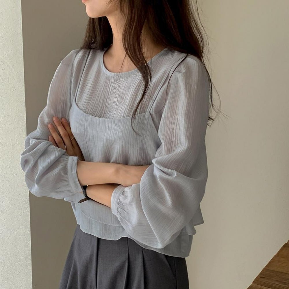 同素材キャミ付きブラウスアンサンブル｜オフィスカジュアル レディース 通販【ミレジェネ】