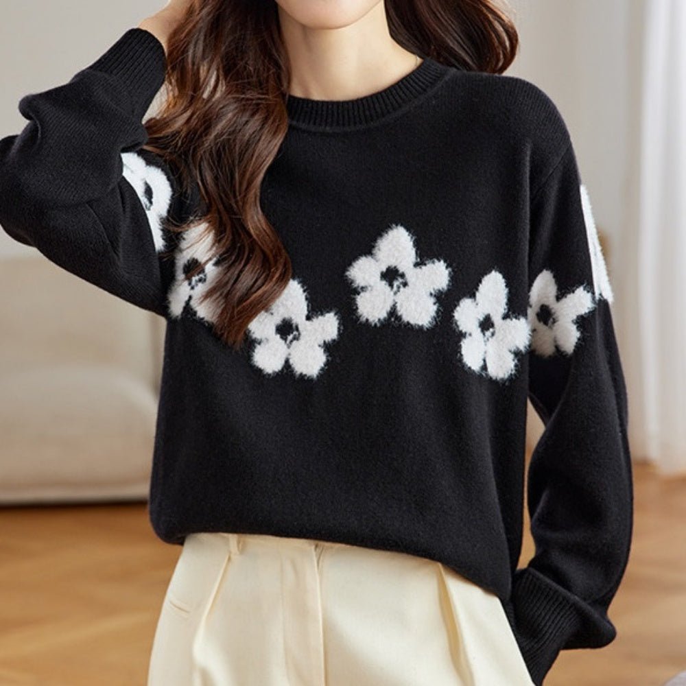 花柄配色ニット｜オフィスカジュアル レディース 通販【ミレジェネ】