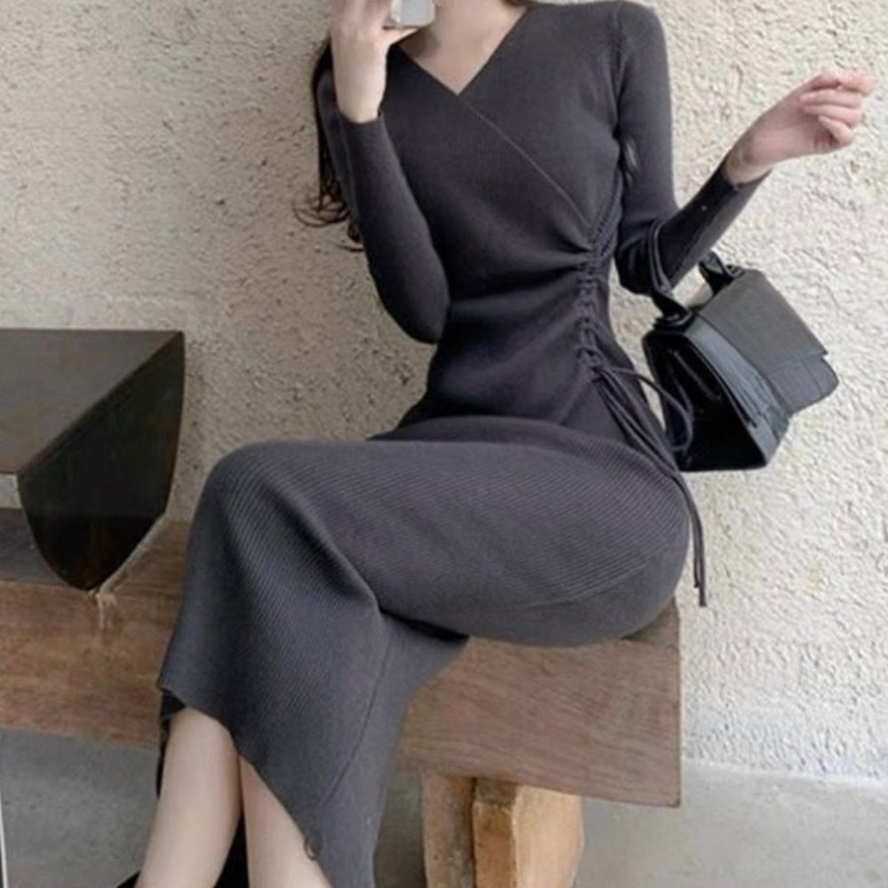 サイドレースアップニットワンピース｜オフィスカジュアル レディース 通販【ミレジェネ】