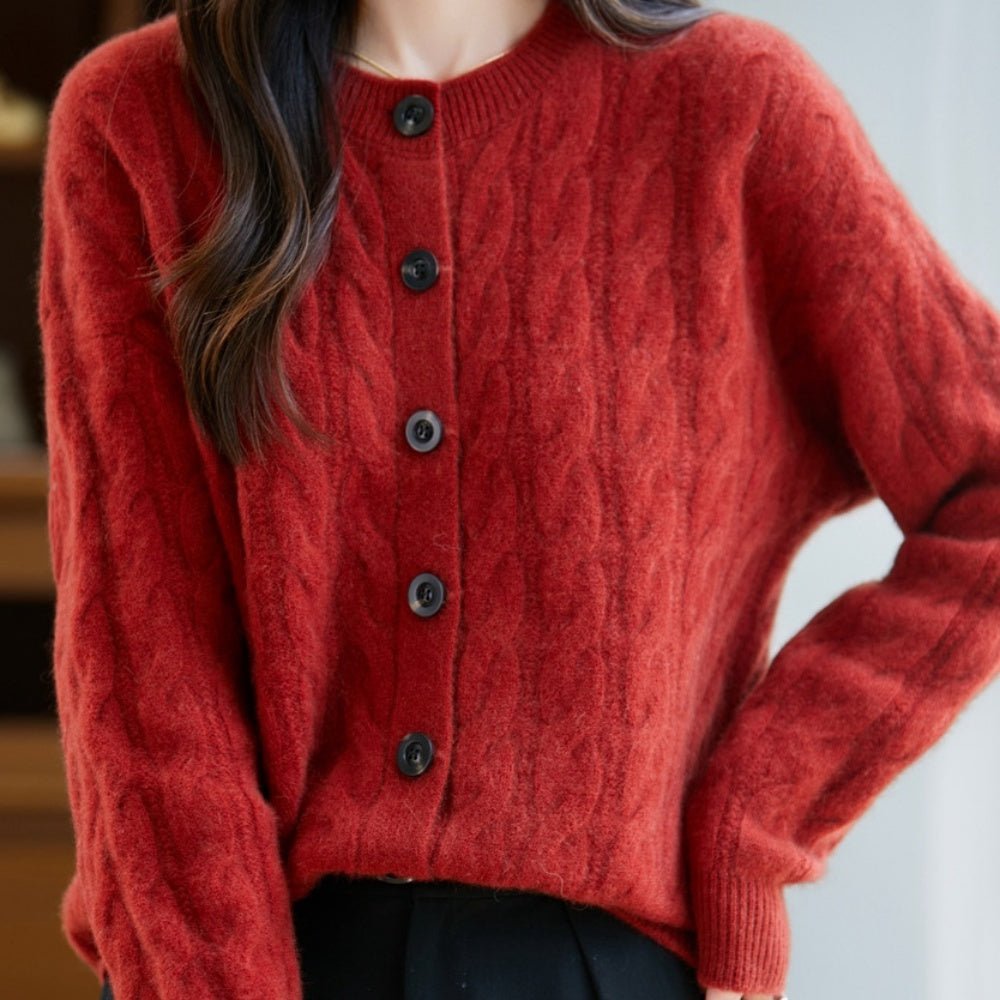 ウールケーブルニットカーディガン｜オフィスカジュアル レディース 通販【ミレジェネ】