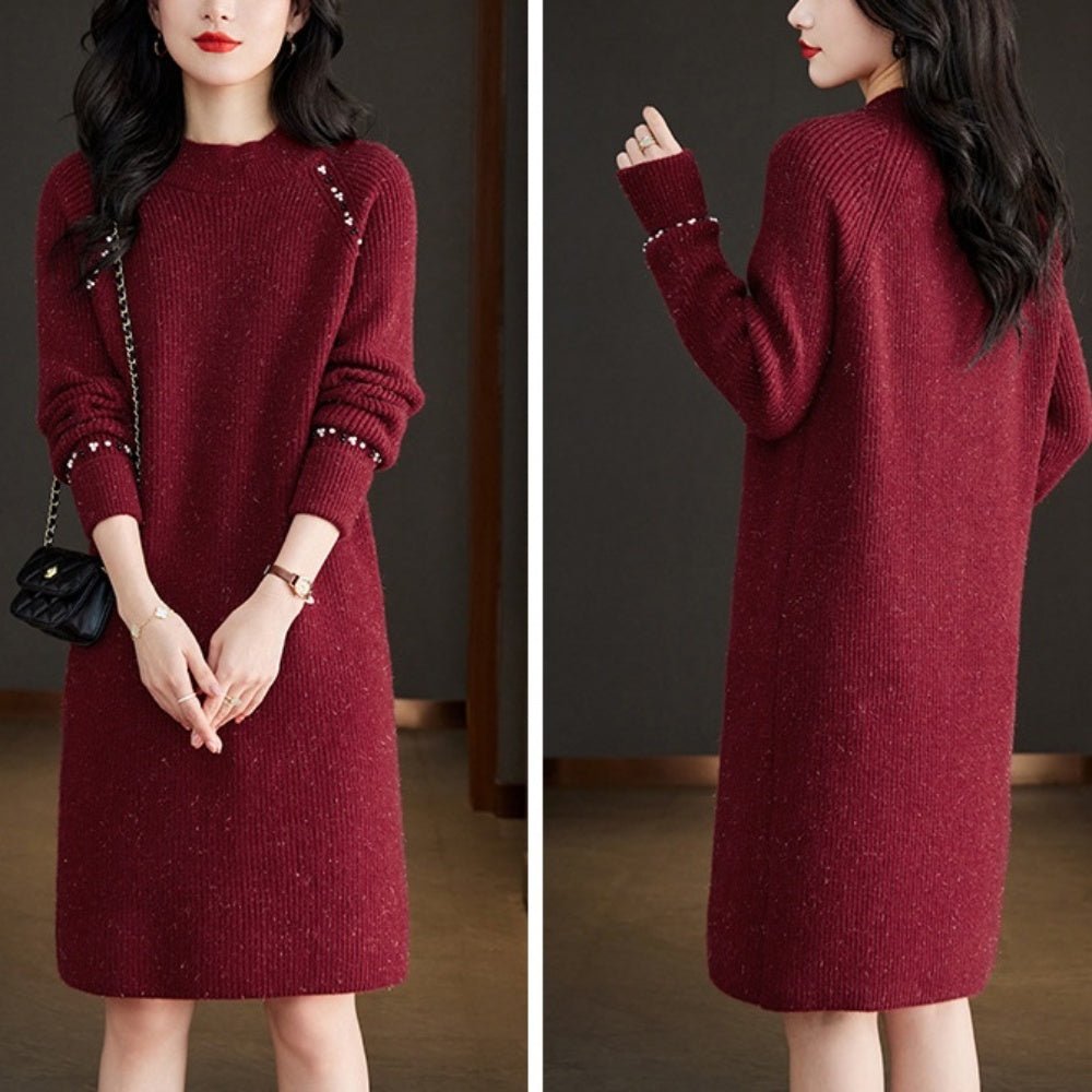 装飾付ニットワンピース｜オフィスカジュアル レディース 通販【ミレジェネ】