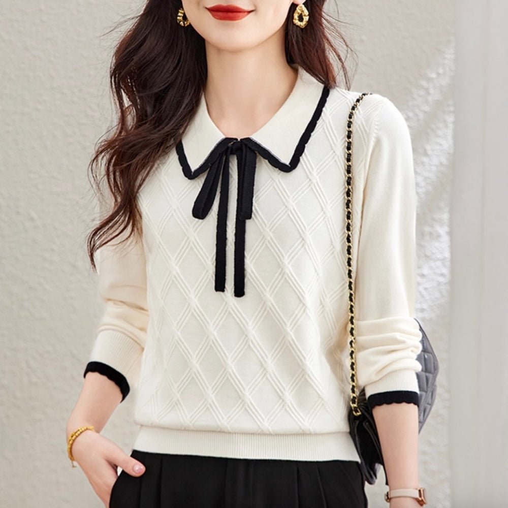 襟付きリボンニット｜オフィスカジュアル レディース 通販【ミレジェネ】