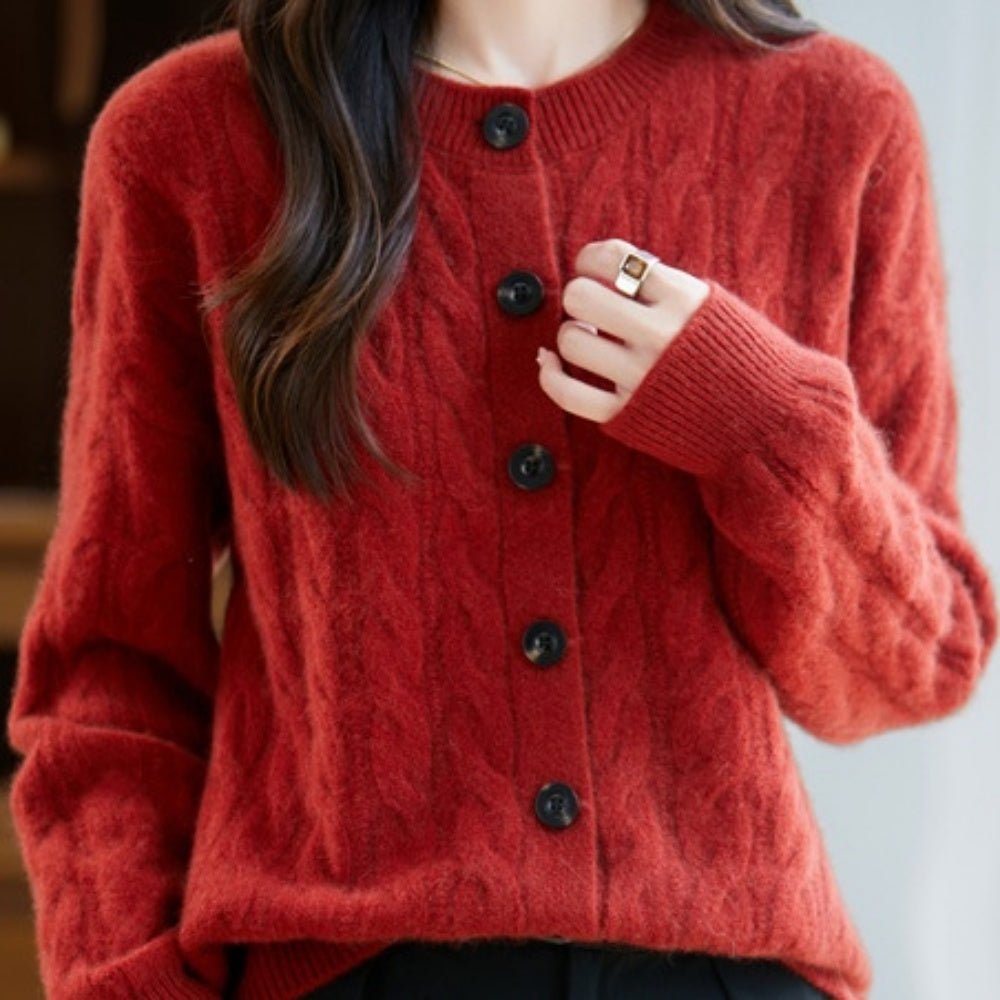 ウールケーブルニットカーディガン｜オフィスカジュアル レディース 通販【ミレジェネ】