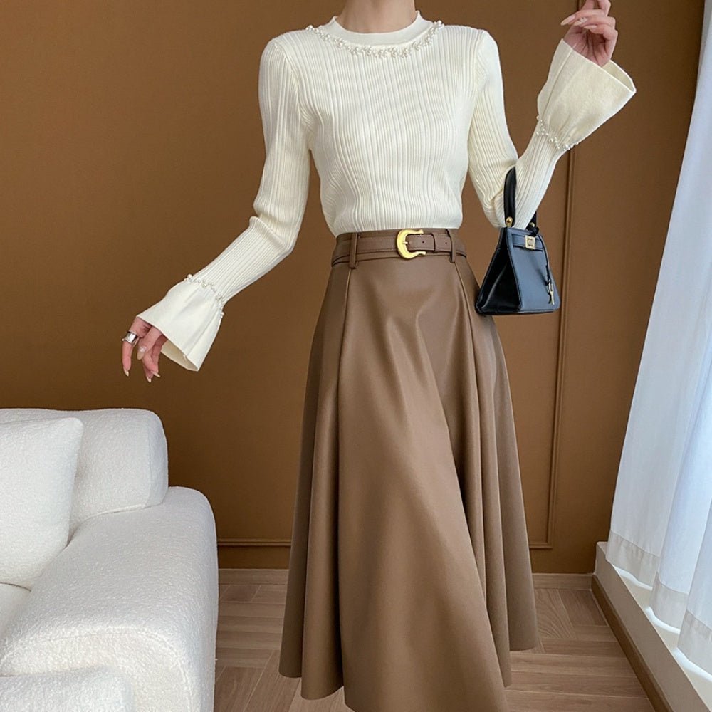 パール付スリムニット｜オフィスカジュアル レディース 通販【ミレジェネ】