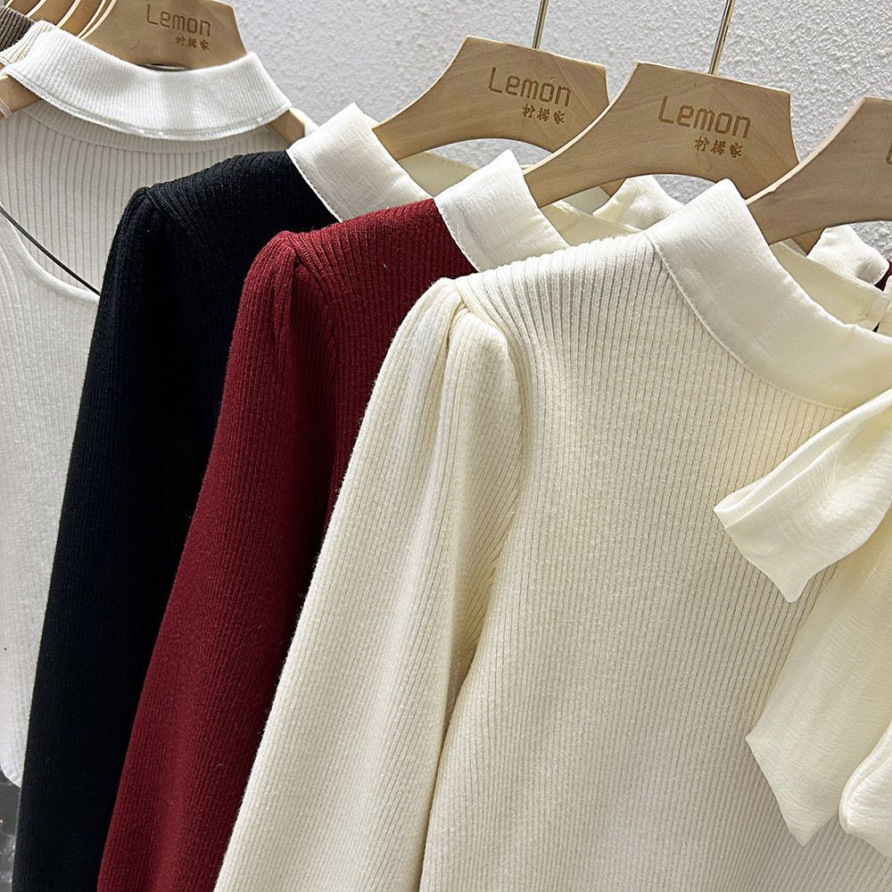 シフォンリボンタイ付きニットトップス｜オフィスカジュアル レディース 通販【ミレジェネ】