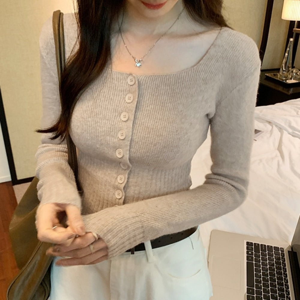 ベーシックスクエアネックカーディガン｜オフィスカジュアル レディース 通販【ミレジェネ】