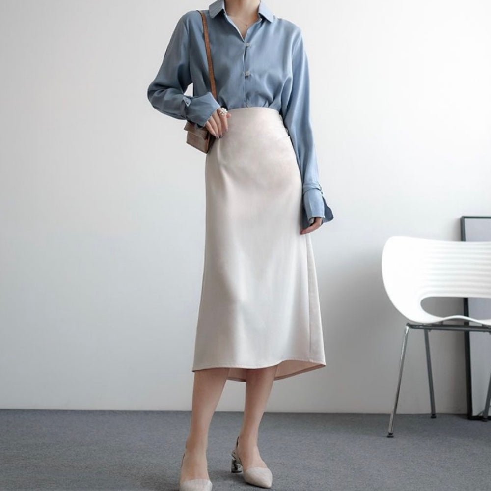 サイドアクセントボタンマーメイドスカート｜オフィスカジュアル レディース 通販【ミレジェネ】