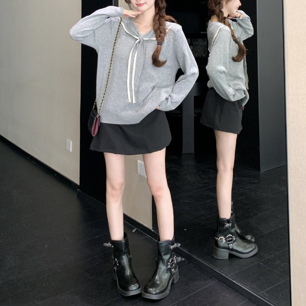 セーラーカラー配色ニット｜オフィスカジュアル レディース 通販【ミレジェネ】