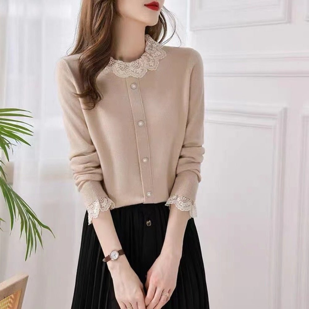 レース襟クラシカルニット｜オフィスカジュアル レディース 通販【ミレジェネ】