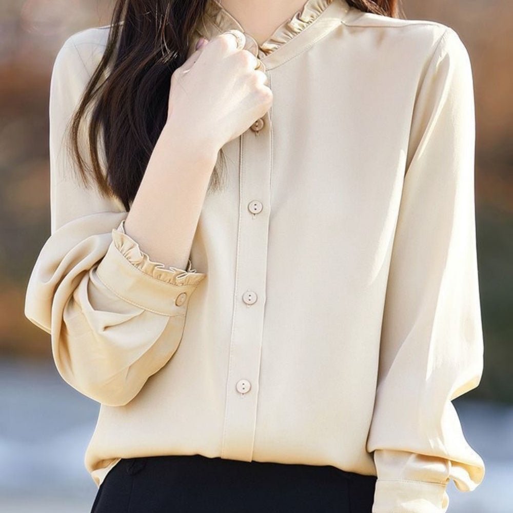 フリル襟ノーカラーブラウス｜オフィスカジュアル レディース 通販