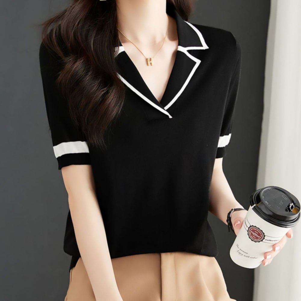 ポロニット配色トップス｜オフィスカジュアル レディース 通販【ミレジェネ】