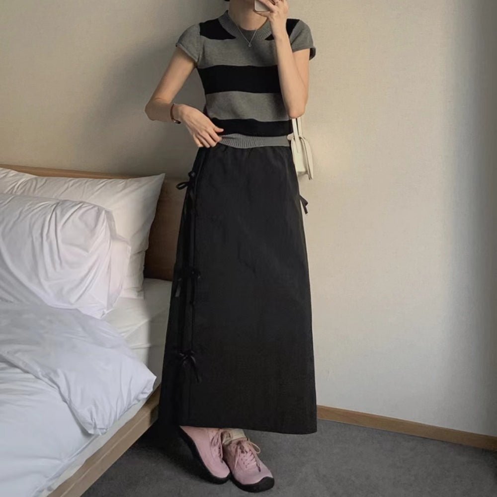 サイドリボンロングスカート｜オフィスカジュアル レディース 通販【ミレジェネ】