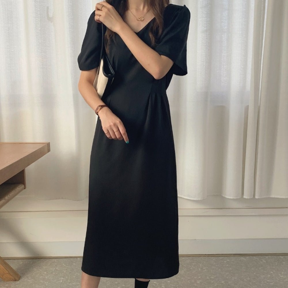 ウエストタックシェイプ半袖ワンピース｜オフィスカジュアル レディース 通販【ミレジェネ】