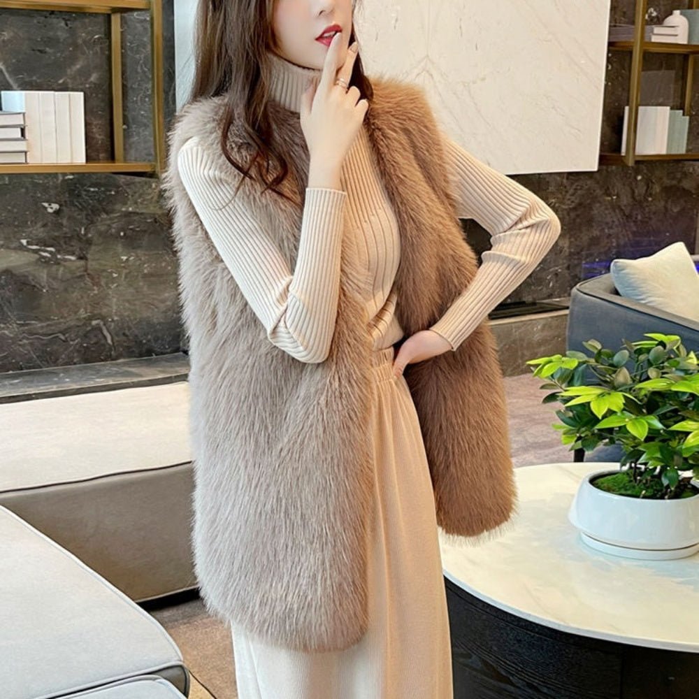 ミドル丈フェイクファーベスト｜オフィスカジュアル レディース 通販【ミレジェネ】