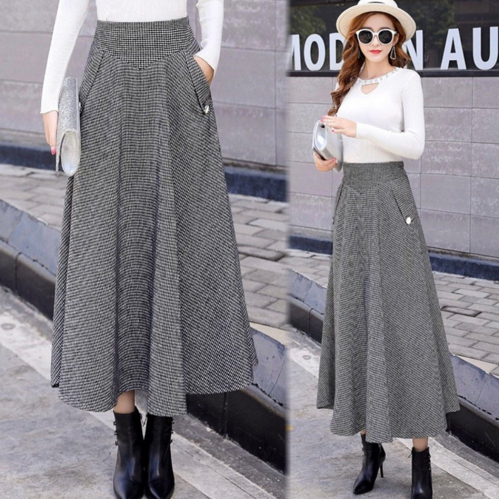 千鳥柄ハイウエストスカート｜オフィスカジュアル レディース 通販【ミレジェネ】