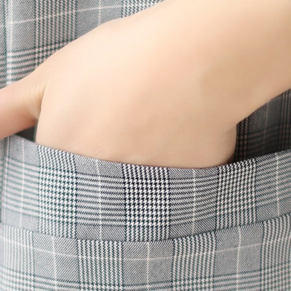 テーラードカラーチェック柄七分袖ジャケット｜オフィスカジュアル