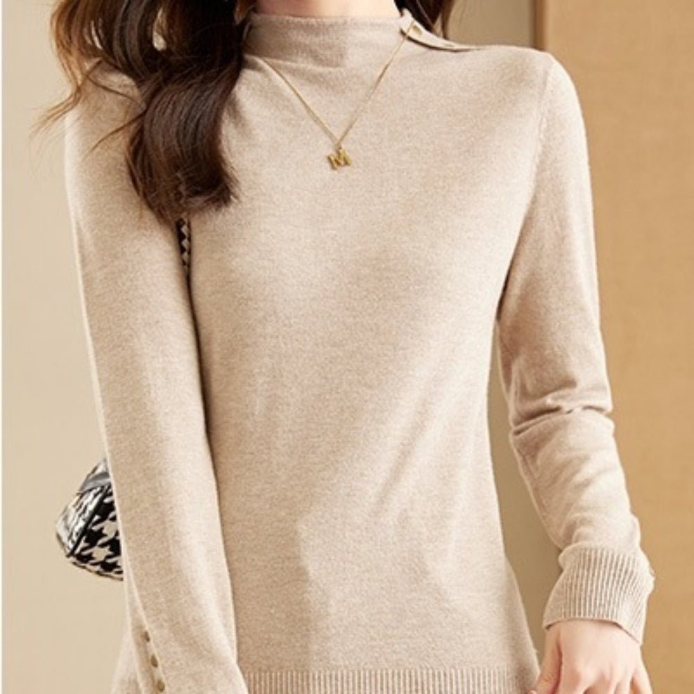 金ボタン付ハイネックセーター｜オフィスカジュアル レディース 通販【ミレジェネ】