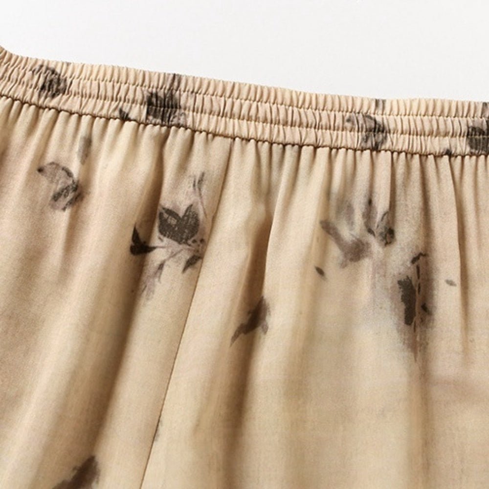 ウエストシャーリングリーフ柄パンツ｜オフィスカジュアル レディース 通販【ミレジェネ】