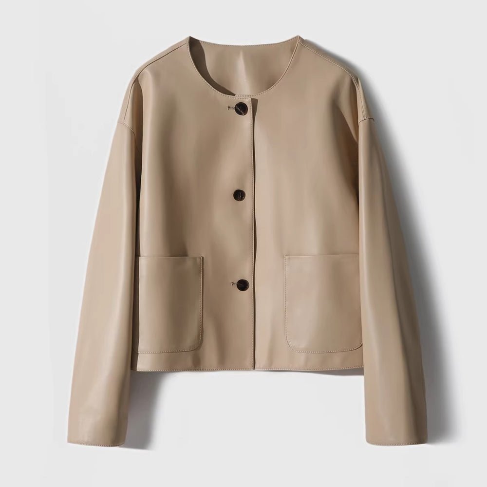 ノーカラーレザージャケット｜オフィスカジュアル レディース 通販【ミレジェネ】