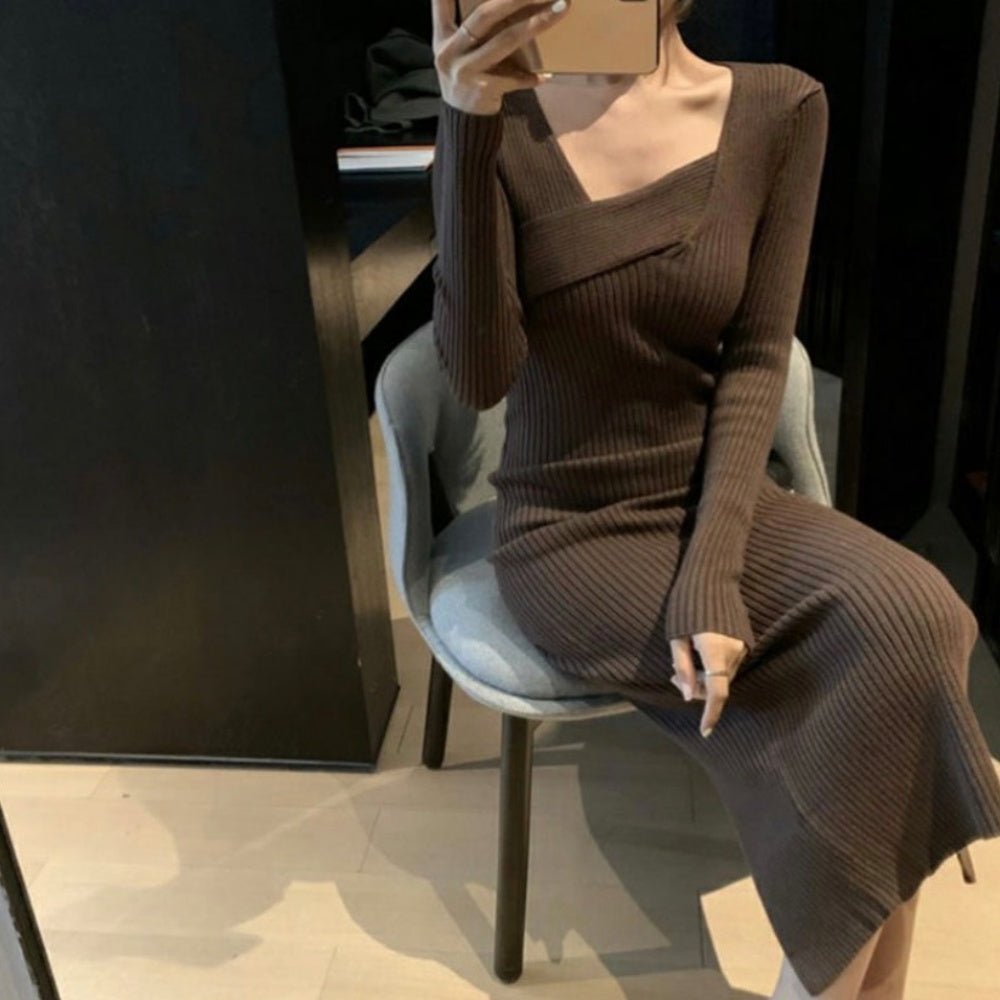 サイドレースアップニットワンピース｜オフィスカジュアル レディース 通販【ミレジェネ】