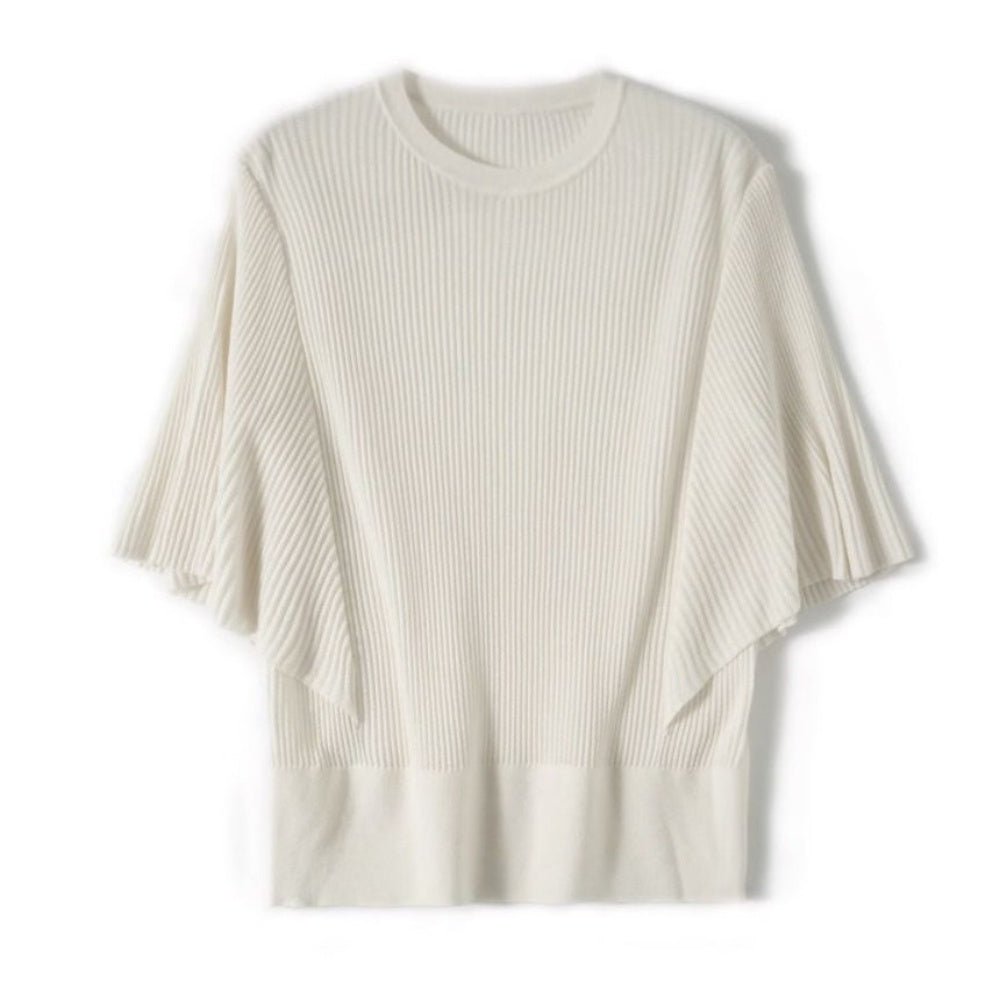 tシャツ フレアスリーブギマコットンニット/オフィスカジュアル/夏服 レディース ほぼ透けないフレアスリーブカットソー |ファッション通販のDHC