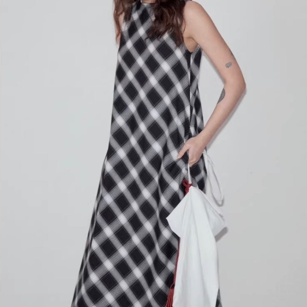 チェック柄リラックスワンピース｜オフィスカジュアル レディース 通販【ミレジェネ】