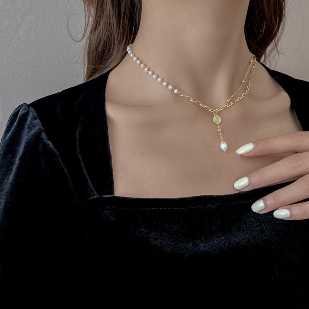 パール×チェーンショートネックレス｜オフィスカジュアル レディース 通販【ミレジェネ】