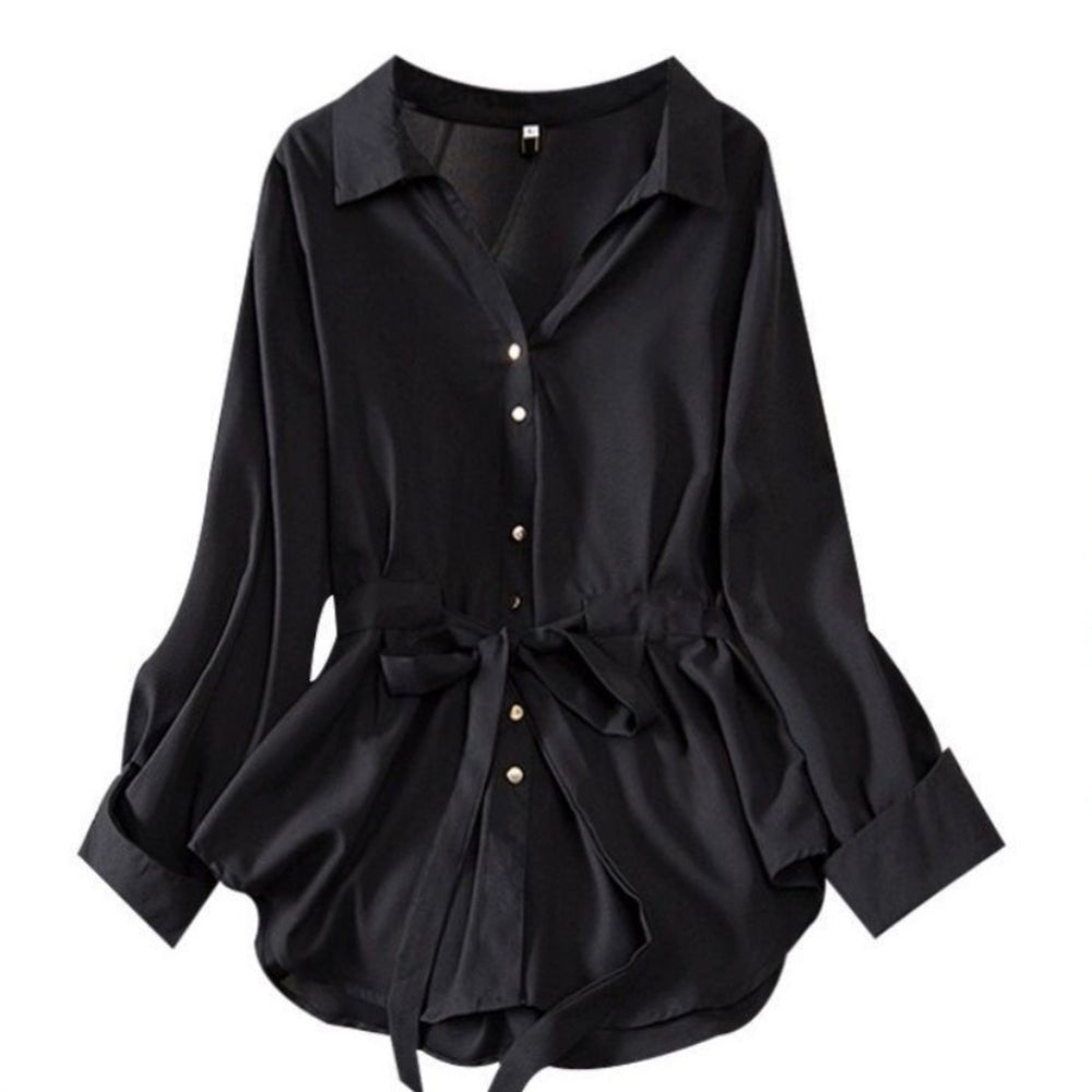 ウエストリボン付きスキッパーシャツ｜オフィスカジュアル レディース 通販【ミレジェネ】