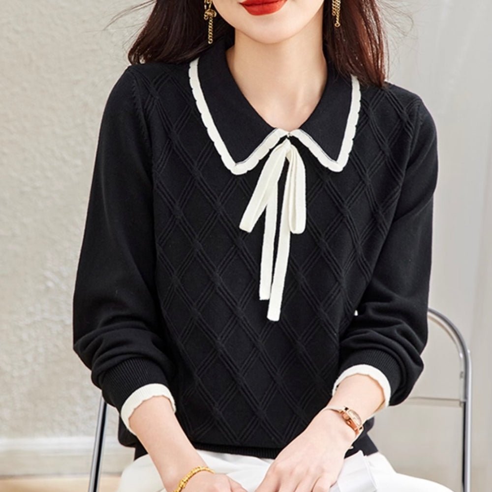 襟付きリボンニット｜オフィスカジュアル レディース 通販【ミレジェネ】