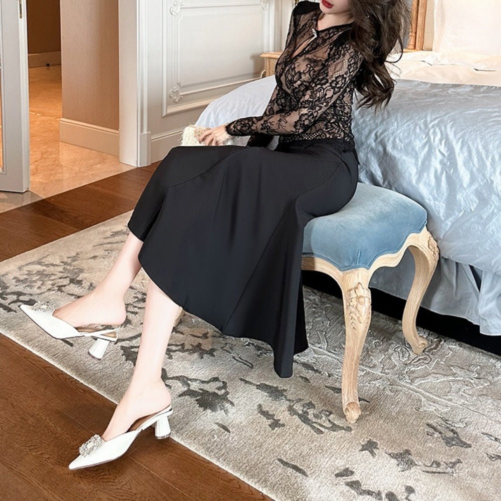 日本未入荷★Karen Millen フェザーミモレ丈タイトスカート サテンマーメイドスカート｜JENNE(ジェンヌ)公式通販：パリ