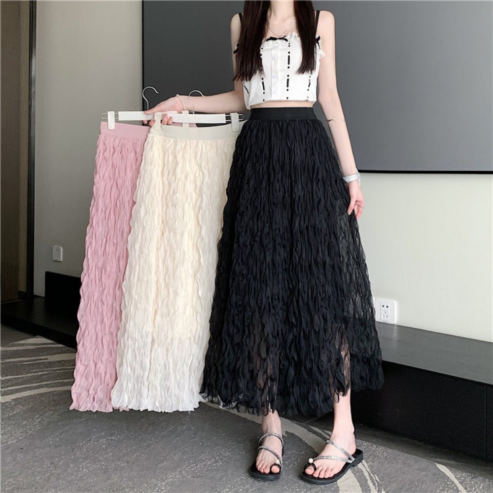 ウェーブプリーツシフォンマキシスカート｜オフィスカジュアル レディース 通販【ミレジェネ】