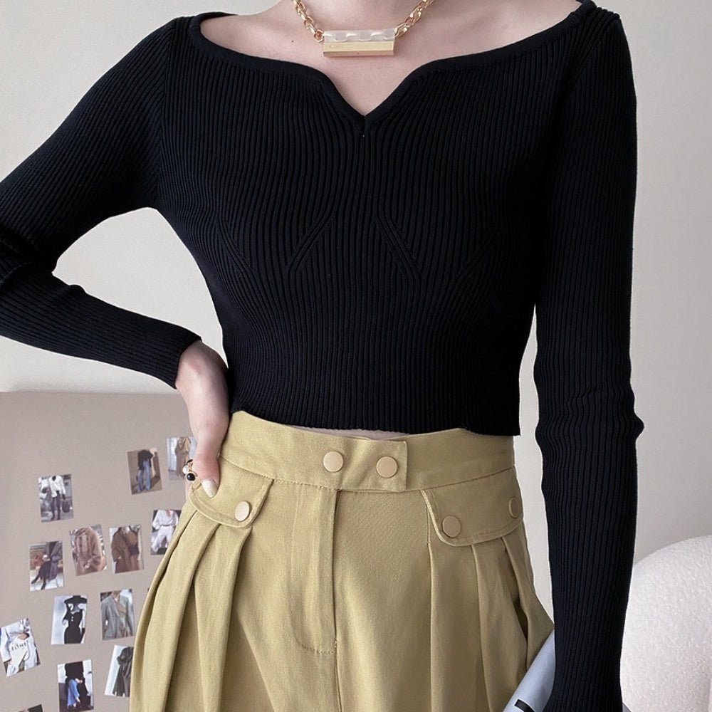 ハートネックリブニット｜オフィスカジュアル レディース 通販【ミレジェネ】