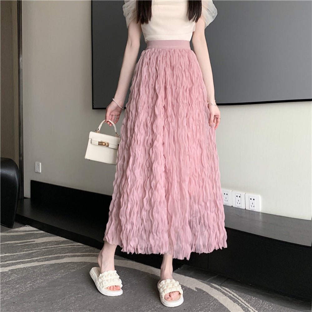 ウェーブプリーツシフォンマキシスカート｜オフィスカジュアル レディース 通販【ミレジェネ】