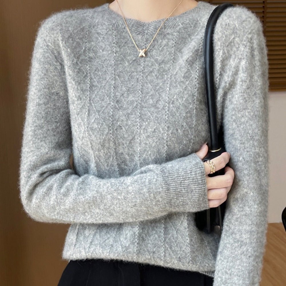 ラウンドネックダイヤ模様ニット｜オフィスカジュアル レディース 通販【ミレジェネ】