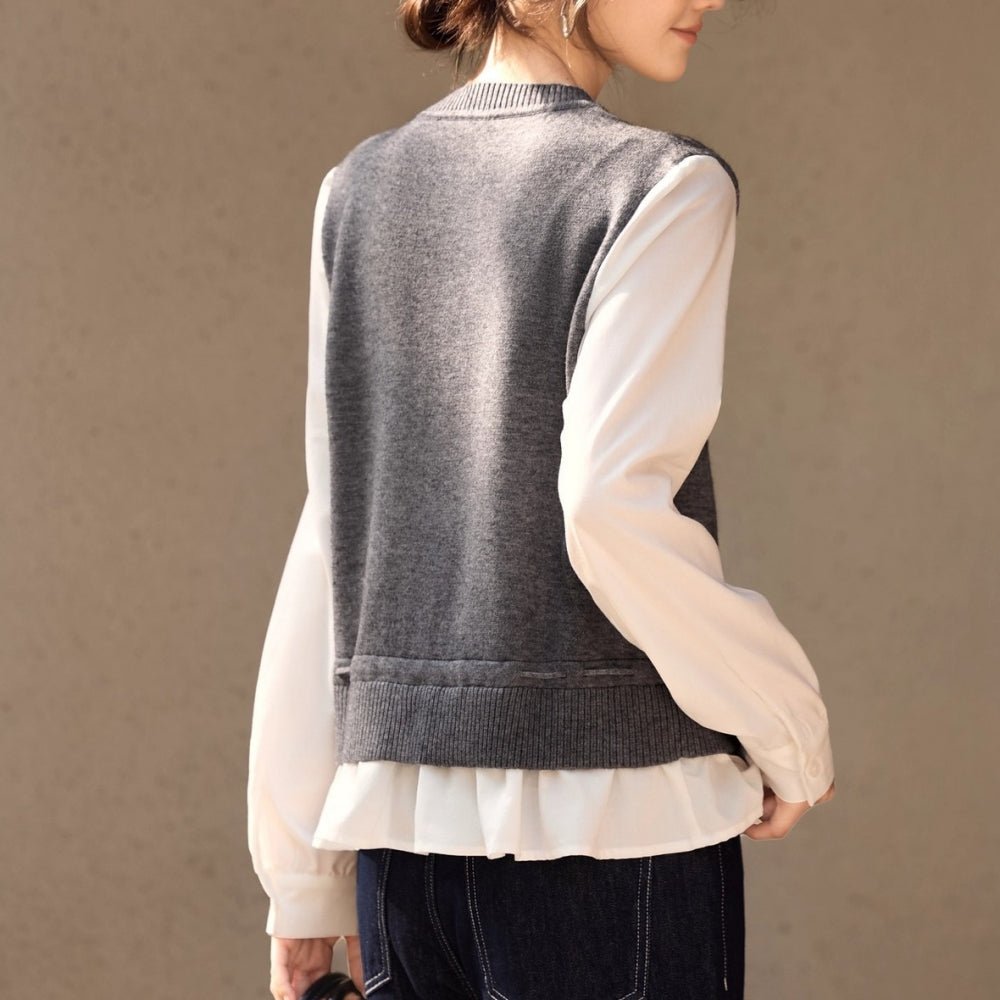 異素材ドッキングトップス｜オフィスカジュアル レディース 通販【ミレジェネ】