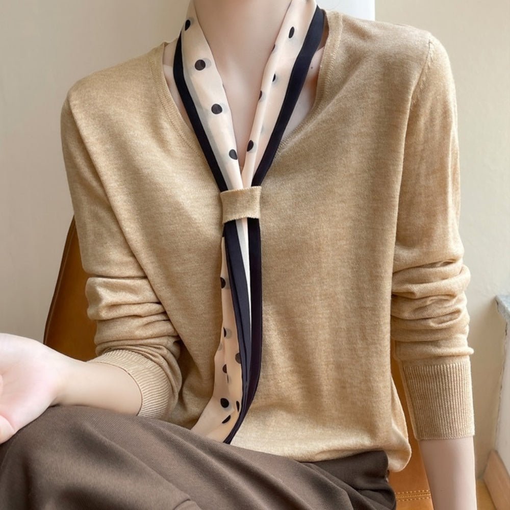 スカーフ付きニット